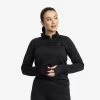 Waffle 1/2 Zip Baselayer Top Women Black