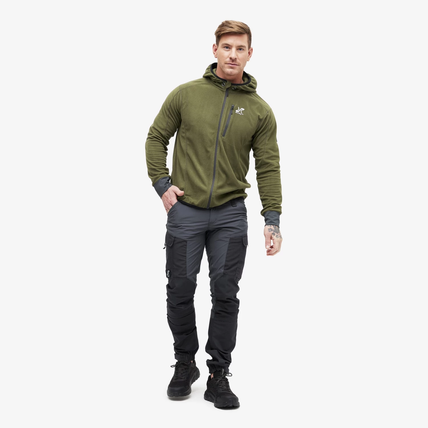 Trekker Hoodie Men Dark Olive 2 Trekker Hoodie Men Dark Olive - Image 2